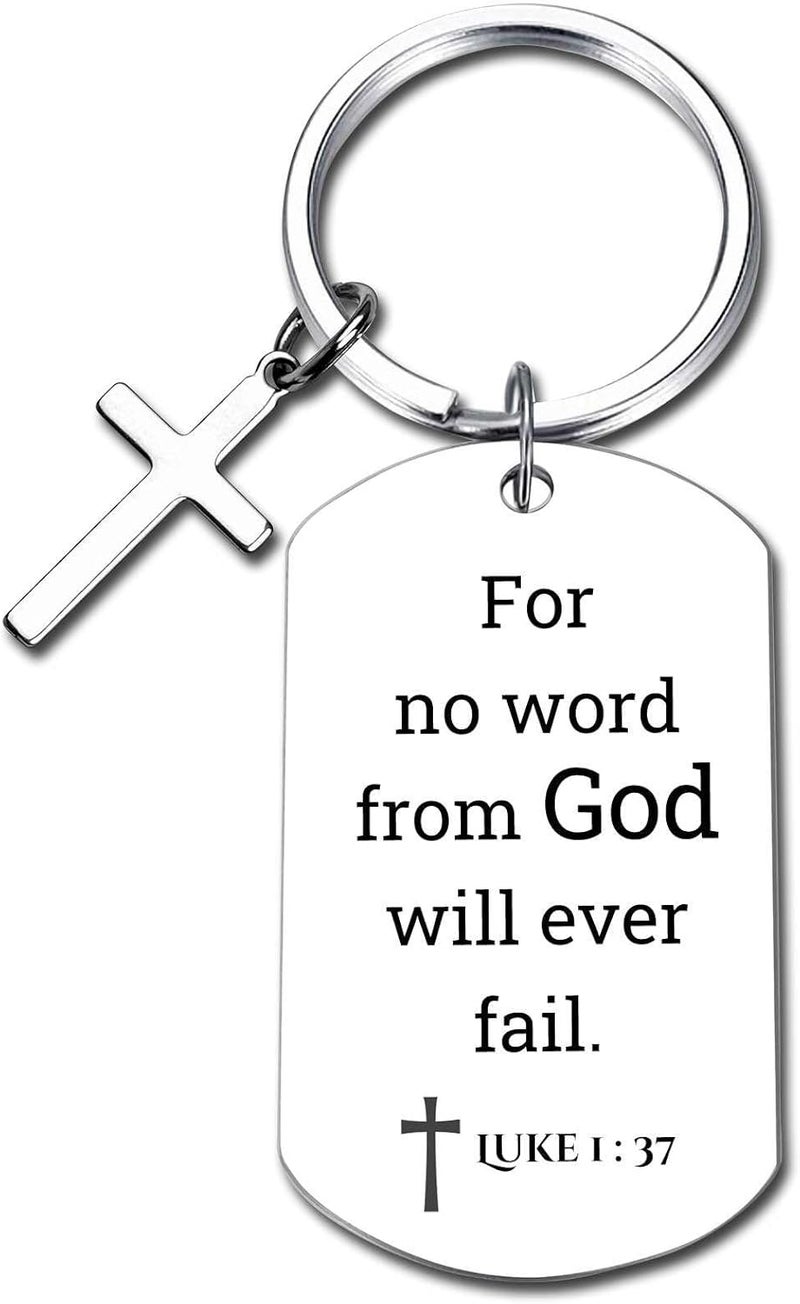 GiftYou Inspirational Scripture Metal Key Chains with Cross Pendant - Bible Verse Keychain Religious Gift for Christian - Image 1